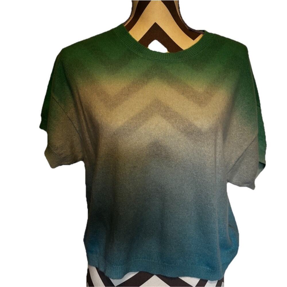 Crush Cashmere Womens Ombré Lucca Tank Sweater Pastel Green Blue European Size 1